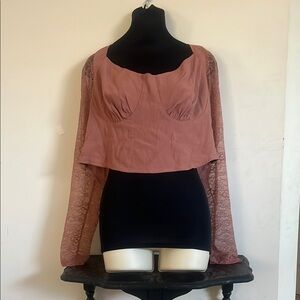 Wild Fable Pink Lace Sleeve Blouse